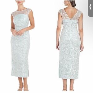 JS Collections Sequined Claire Dress Size 8 in Aqua